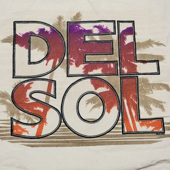 Del Sol Canvas Tote / Bag Large Logo Red Handles - Picture 2 of 8